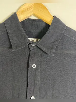 Katharine Hamnett Nicola Women XS Black Linen Oversized Shirt Italy Quiet Luxury thumbnail 3