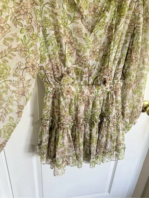 MisA Los Angeles Floral Mini Dress in Green Goddess thumbnail 8