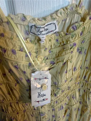 Hippie Rose Yellow Smocked Sundress with Floral Print XS NWT thumbnail 3