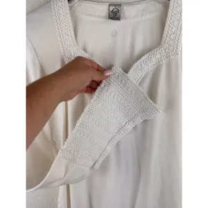 Prana White‎ Knit Crochet Trim V-Neck Long Sleeve Casual Top Womens XL Hiking thumbnail 3