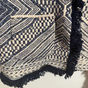 Lucky Brand Geometric Navy and Cream Cardigan Women's Medium VTG thumbnail 3