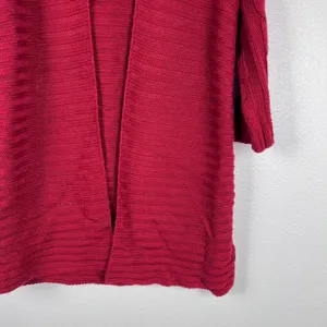 Sundance Women Red Open Front Knit Cardigan Cable Sleeve Sweater Sz‎ S thumbnail 4