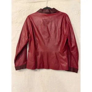 Sigrid Olsen Red Leather Jacket Womens Size 10 Full Zip Collared MIMU8967C thumbnail 8