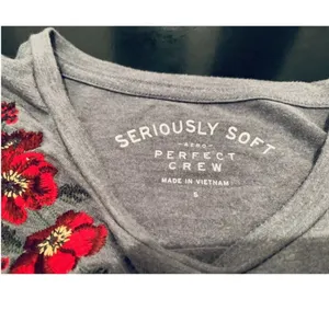 Aeropostale Juniors Womens Long Sleeve Perfect Crew Shirt, Small, Gray thumbnail 4