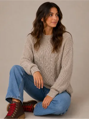 ASOS Heather Tan/Cream Cable Knit Pullover thumbnail 2