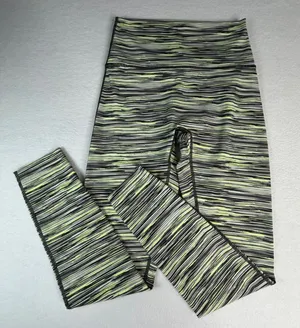 Aerie Chill Play Move Leggings Neon Yellow Black Space‎ Dye High Waisted Medium thumbnail 1