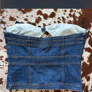 Princess Polly Lioness blue denim cut out corset top thumbnail 4