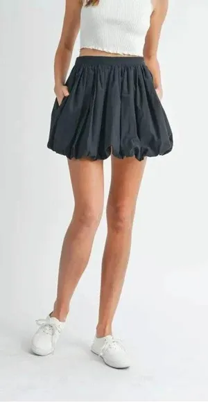 MABLE Poplin Bubble Mini Skirt in Black sz. S thumbnail 1