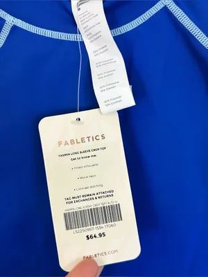 NWT Fabletics Yasmin Long Sleeve Cropped Mock Neck Royal Blue Actviwear Top XL thumbnail 8