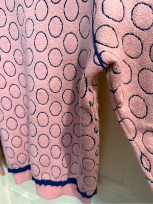 Pink Crewneck Sweater with Navy Polka Detail thumbnail 15