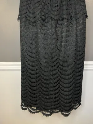 Vintage Kappi Dress Womens Small Black Lace Peplum Midi Cocktail Made USA 80s thumbnail 10