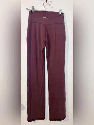 INGIA High Waist Flare Yoga Pants Plum Brown Sweetheart Seam 31” Inseam XS thumbnail 7
