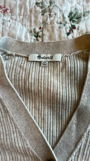 Madewell Pointelle Beige Sweater  thumbnail 3