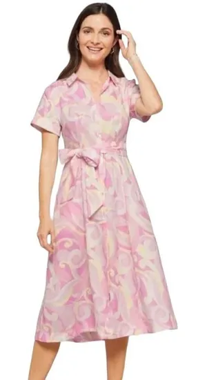 HILL HOUSE Candy Kaleidoscope The Lily Button Down Linen Shirt Dress size XS thumbnail 1
