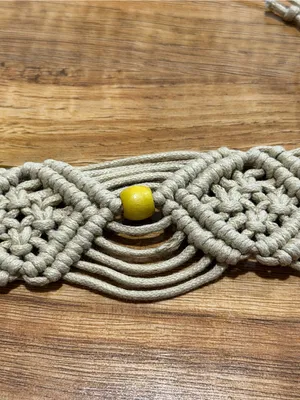 NWT Macrame Boho Woven Rattan Straw Rope Braid Waist Belt Khaki Tan thumbnail 12