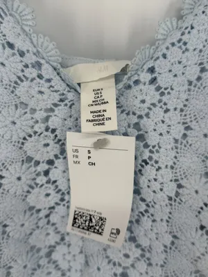 H&M Baby Blue Floral Lace Crochet Crop Cami‎ Top Women's S thumbnail 4