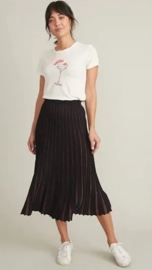 Marine‎ Layer Penny Pleated sweater knit Midi Skirt in Rainbow stripe sparkle XS thumbnail 1