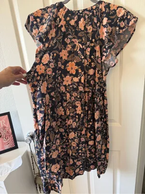 Old Navy Floral Flutter Sleeve Tiered Midi Dress Navy Peach Size XL thumbnail 11