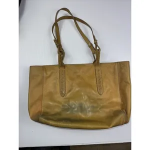 Frye Melissa Leather Mustard Tote Bag Cognac Large Shoulder Handbag W Stain‎ thumbnail 6