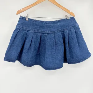 Social Collision Y2K Pleated Jean Mini Skirt Sz M Preppy Indie Academia Denim thumbnail 5