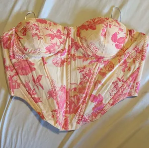 Olivaceous Pink Floral Corset Top thumbnail 1