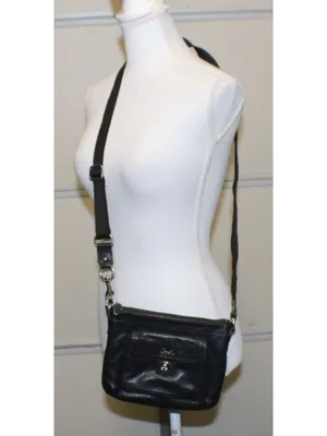 Coach Penelope Black Pebbled Leather Turnlock Crossbody Bag – Classic Flap Style thumbnail 11