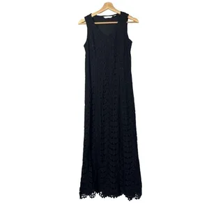 Isaac‎ Mizrahi Live Black Scallop Lace Sheath Maxi Dress XXS thumbnail 2