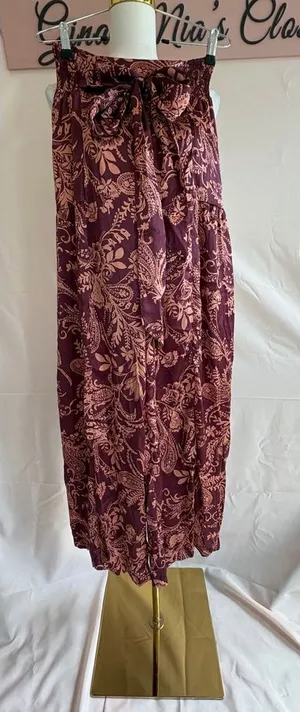 Mustard Seed Women's Floral Print Wide Leg Pants with Smocked Waist, Size Medium thumbnail 1