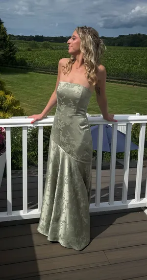 Park & Fifth Delaney Dress True Sage Jacquard Green Bridesmaid Gown XXS thumbnail 1