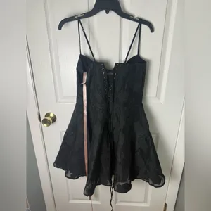 House of CB Serenita Black Floral Lace Back Mini Dress XL thumbnail 7