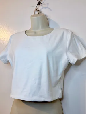 CRZ Yoga White Crop Short Sleeve Tee Workout Top Medium thumbnail 3