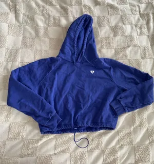 Cobalt Blue Women’s Best‎ Cropped Hoodie with Heart Logo size S thumbnail 1
