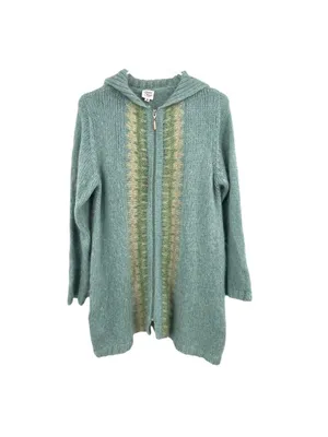 Margaret OLeary Cardigan Sweater Kid Mohair Blend Zip Front Blue Green Size 2 thumbnail 14