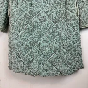 Antik Batik Cotton Velvet Quilted Paisley Print Jacket Coat Sz Small Seafoam thumbnail 14