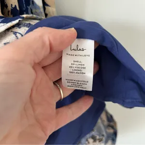 Lulu’s Sunny Attraction Navy Floral Linen Bustier Belted Mini Dress NWOT Large thumbnail 8