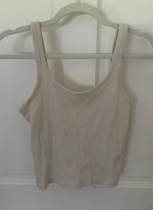 Hollister Ribbed Off White Tank Top thumbnail 1