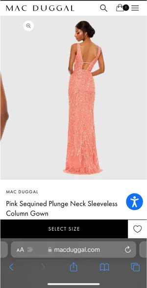 Pink sequin plunge neck sequin sleeveless gown prom dress thumbnail 3