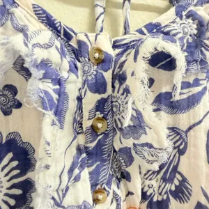 Anthropologie Floral Gauze Mini‎ Dress Size Large Tunic Coverup Gauzy Cotton thumbnail 13