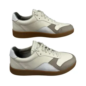 Everlane The ReLeather Tennis Shoes Size 8 Ivory Off White Taupe Leather Sneaker thumbnail 1