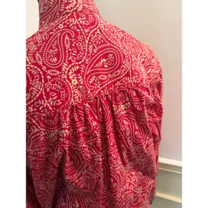 Scully Western Tomato Red & Cream Paisley Floral Button Down Blouse Top Collar thumbnail 6