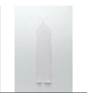 Zara Halter Ribbed MIDI Dress White thumbnail 3