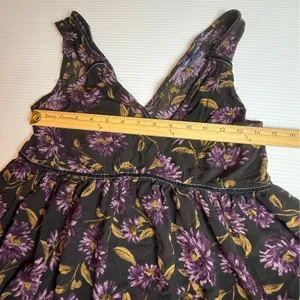 American Eagle Outfitters Floral Babydoll Top Sleeveless Black‎ Purple XS thumbnail 4