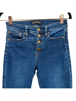 J. Crew Mercantile Button Fly Dark Wash Skinny Fit Denim Jeans Size 26 thumbnail 3