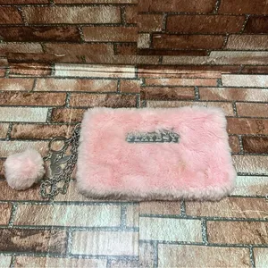 PLAYBOY Pink Fur Clutch with Silver Accents thumbnail 2