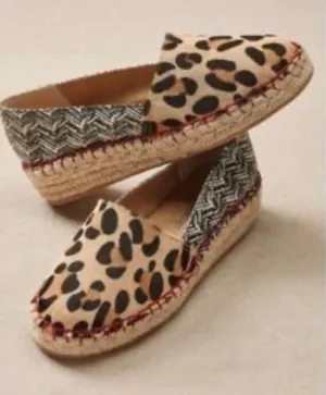 Soft Surroundings Leopard boho Espadrille Flats Tan Black Red whimsi resort y 9M thumbnail 1
