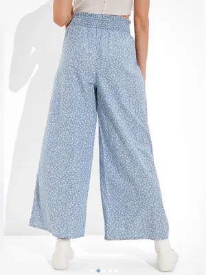 AMERICAN EAGLE Floral Cotton High Rise Wide Leg Pull On Pants thumbnail 2