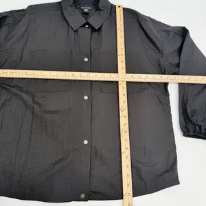 Athleta Shirt Women S Black Lunar Sheen Overshirt Drawstring Snap Gorpcore Nylon thumbnail 8
