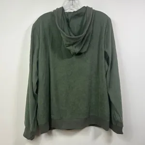 Denim & Co Olive Green Faux Suede Zip Hoodie and Pants Tracksuit Set Large thumbnail 6