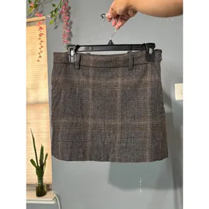 Madewell Size 2 Brown Plaid Mini Skirt Tailored Preppy Academia Fall Office Y2K thumbnail 5