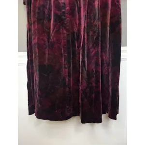 Vintage Origin Dress Womens 12 Red Floral Velvet Mock Neck Puff Sleeve Maxi thumbnail 10
